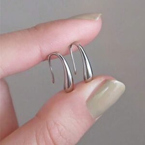Simple S925 Sterling Silver Water Drop Small Earrings, Vintage Ear Hooks